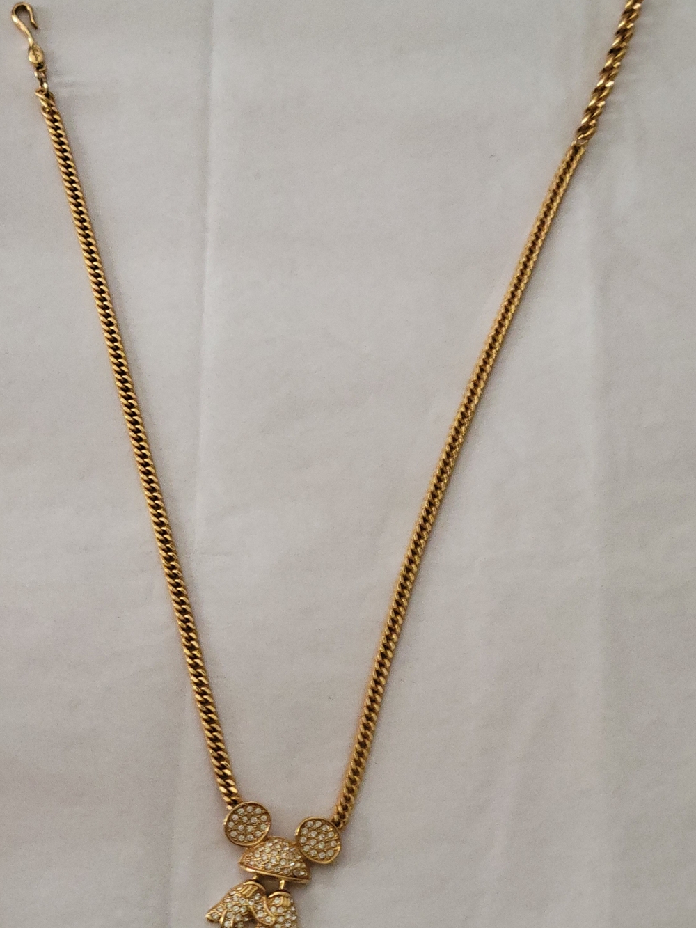 Napier Gold Tone Pavé Mouse Pendant Necklace
